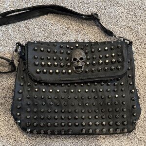 Studded Black Skull Crossbody Bag